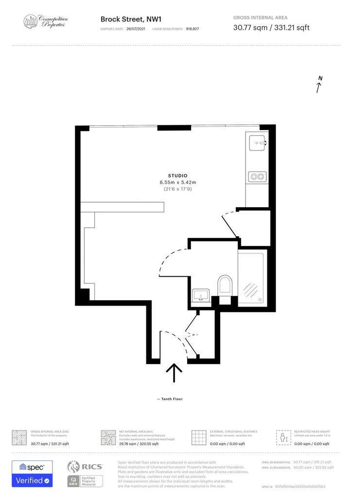 Studio flat to rent - floorplan