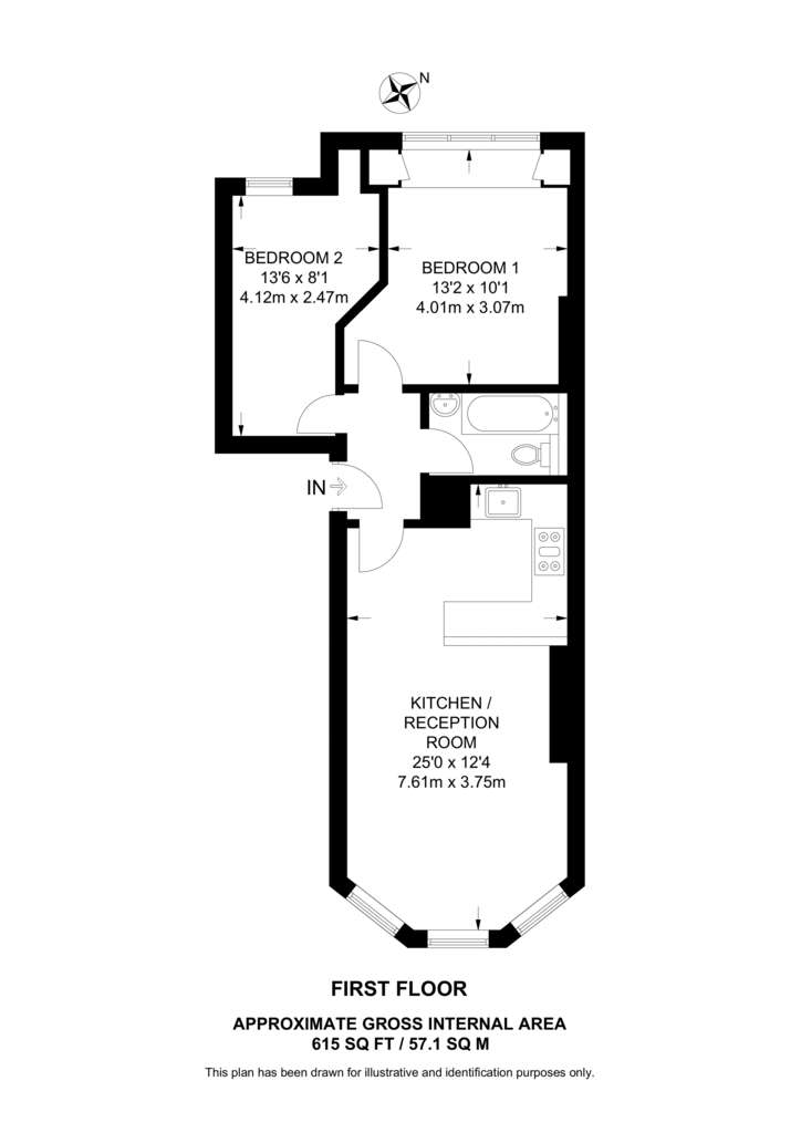 2 bedroom flat to rent - floorplan