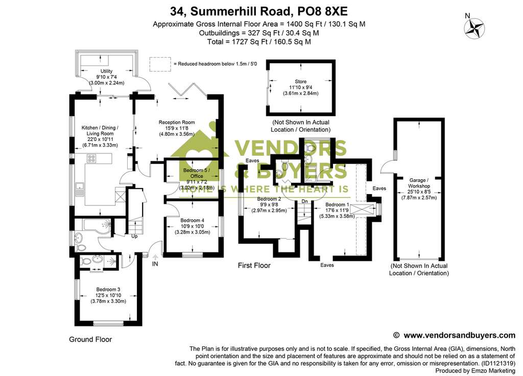 5 bedroom detached bungalow for sale - floorplan