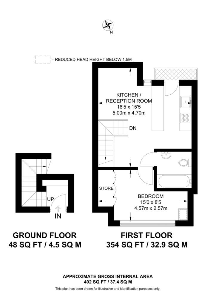 1 bedroom flat to rent - floorplan