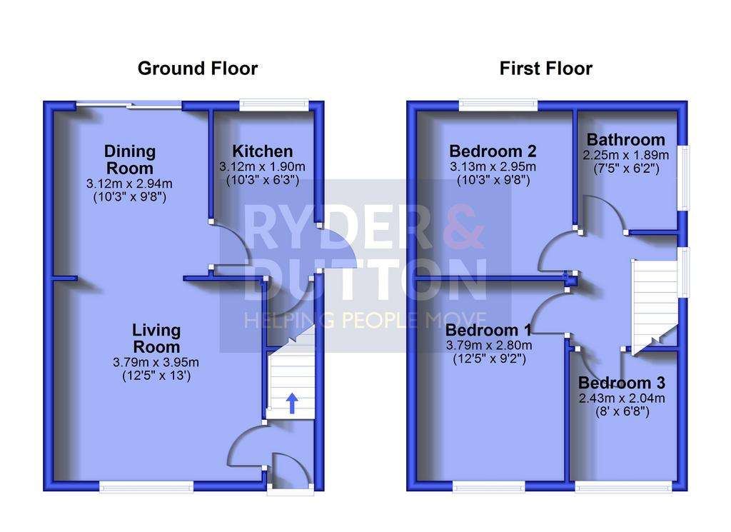 3 bedroom semi-detached house for sale - floorplan