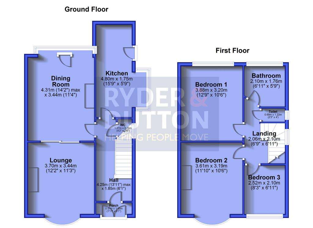 3 bedroom semi-detached house for sale - floorplan