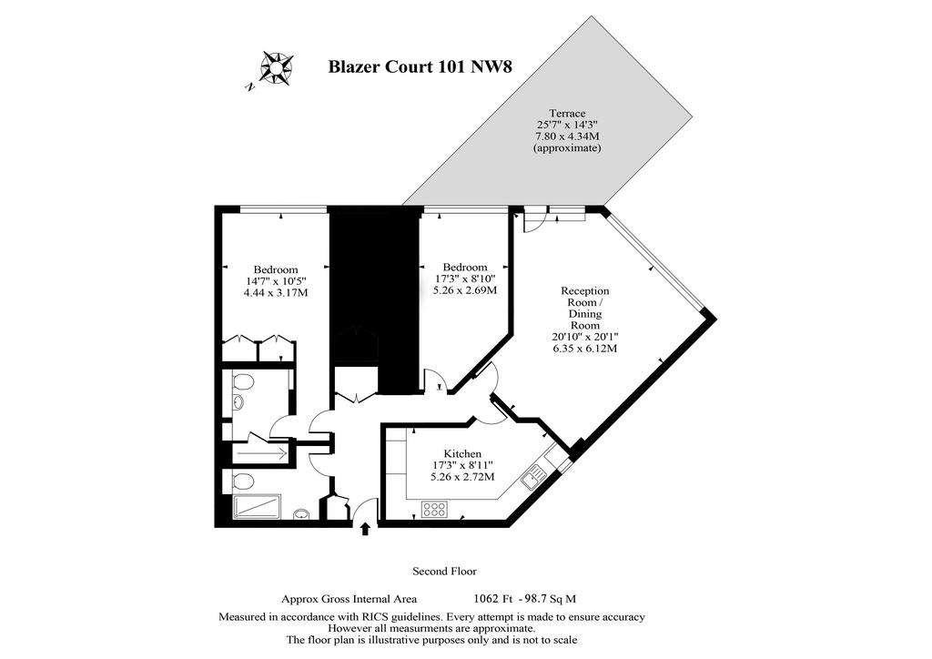 2 bedroom flat to rent - floorplan