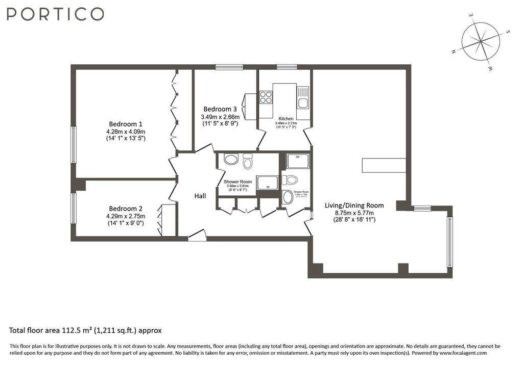 3 bedroom flat to rent - floorplan