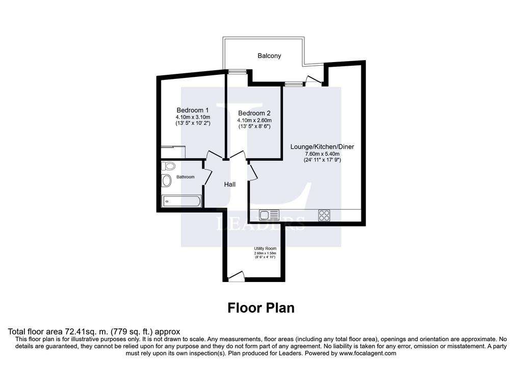 2 bedroom flat to rent - floorplan