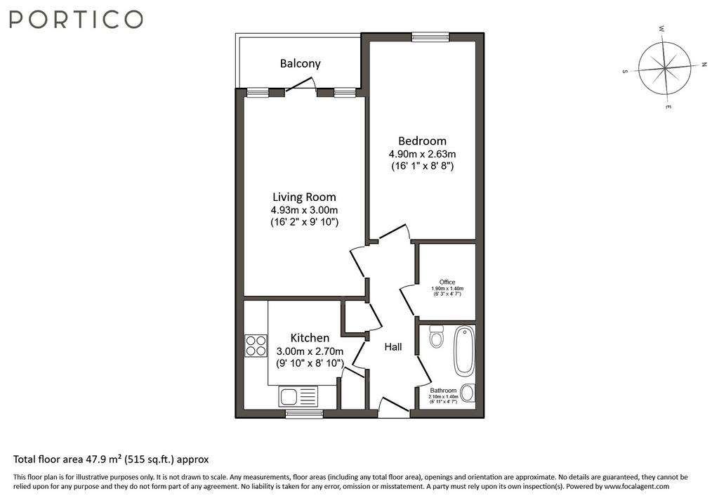 1 bedroom flat to rent - floorplan