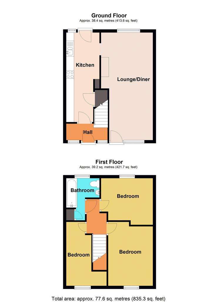 3 bedroom terraced house for sale - floorplan