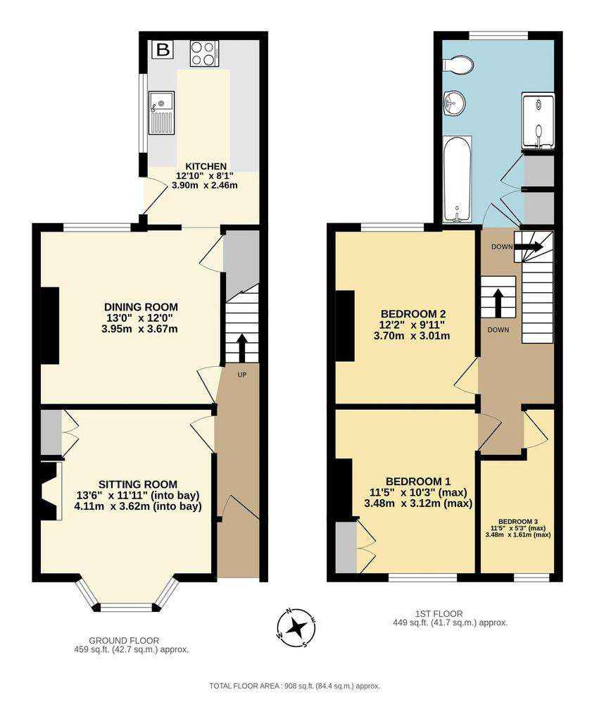 3 bedroom terraced house for sale - floorplan