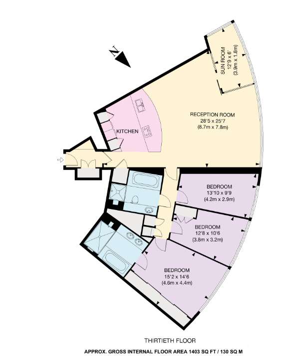 3 bedroom flat to rent - floorplan