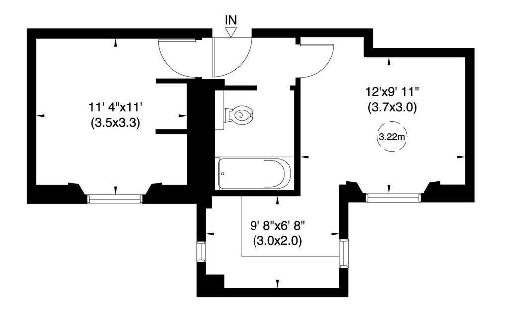 1 bedroom flat to rent - floorplan