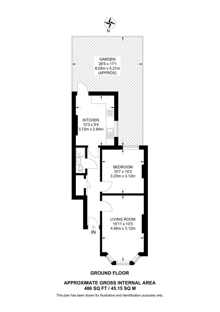 1 bedroom flat to rent - floorplan