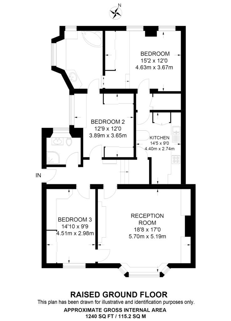 3 bedroom flat to rent - floorplan