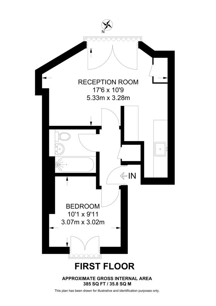 1 bedroom flat to rent - floorplan