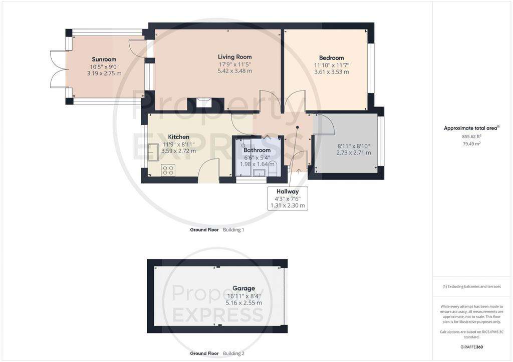 2 bedroom semi-detached bungalow for sale - floorplan