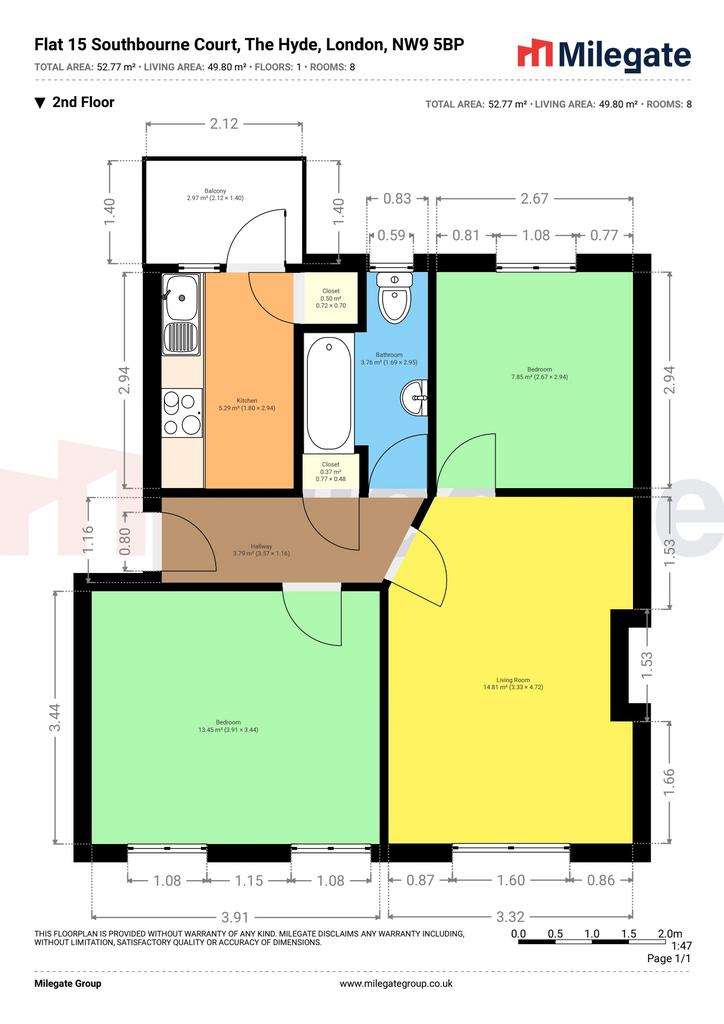 2 bedroom flat to rent - floorplan