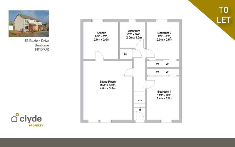 2 bedroom flat to rent - floorplan