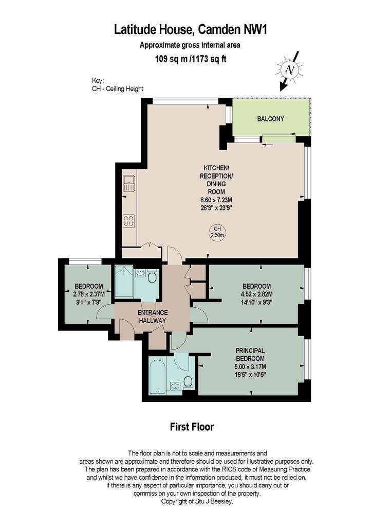 3 bedroom flat to rent - floorplan