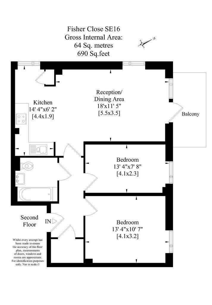 2 bedroom flat to rent - floorplan