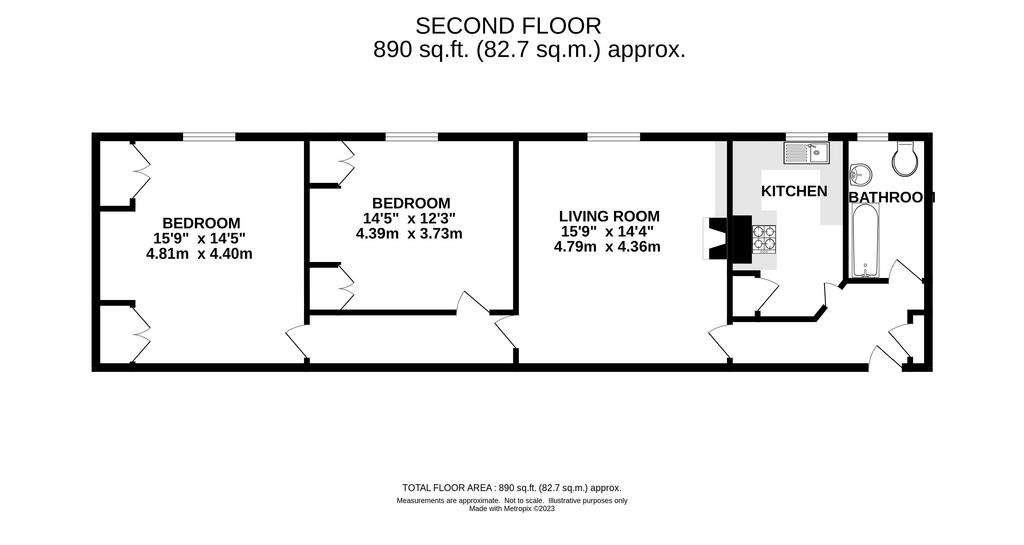 2 bedroom flat to rent - floorplan