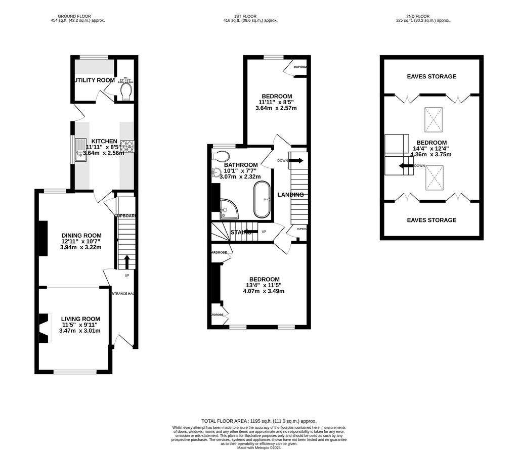 3 bedroom terraced house for sale - floorplan