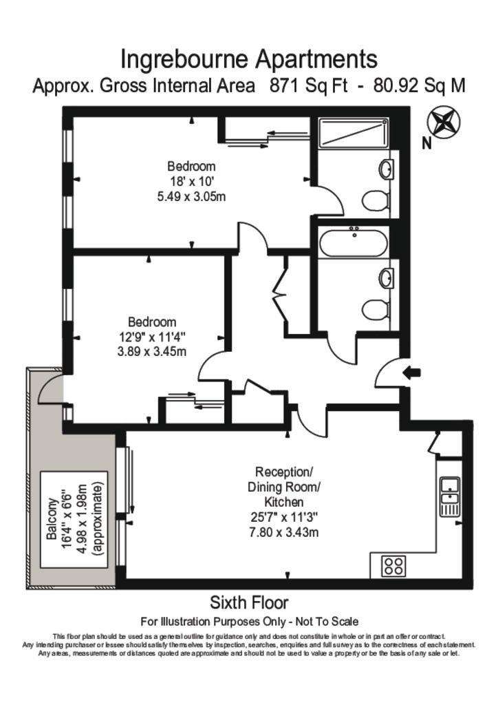 2 bedroom flat to rent - floorplan