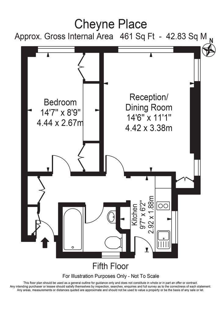 1 bedroom flat to rent - floorplan