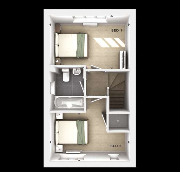 2 bedroom terraced house for sale - floorplan