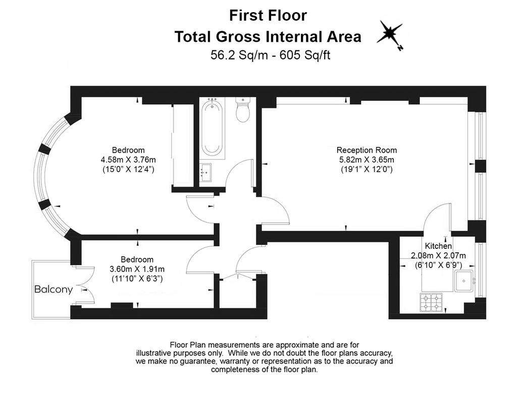 2 bedroom flat to rent - floorplan