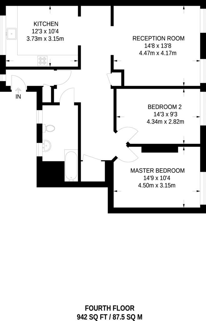 2 bedroom flat to rent - floorplan