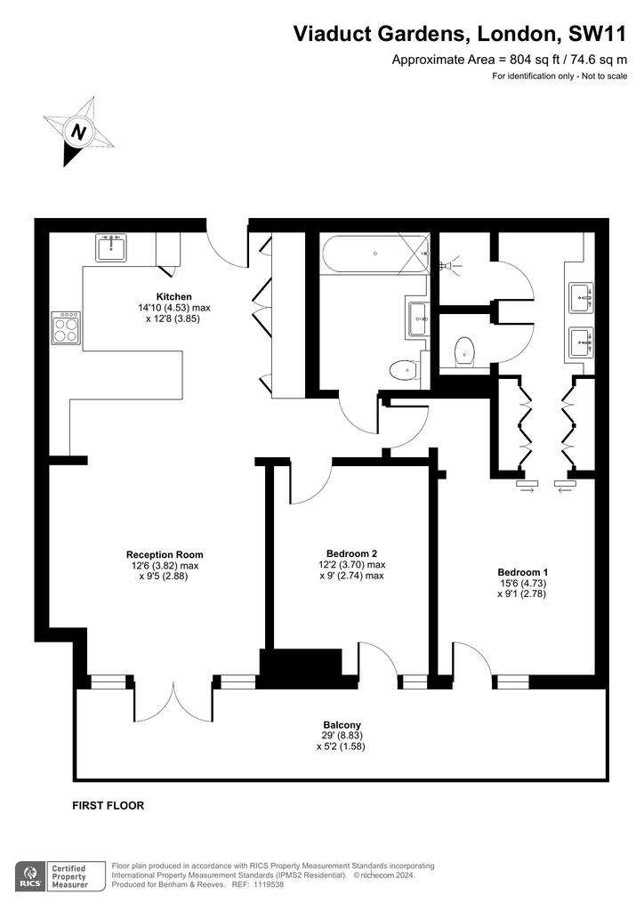 2 bedroom flat to rent - floorplan