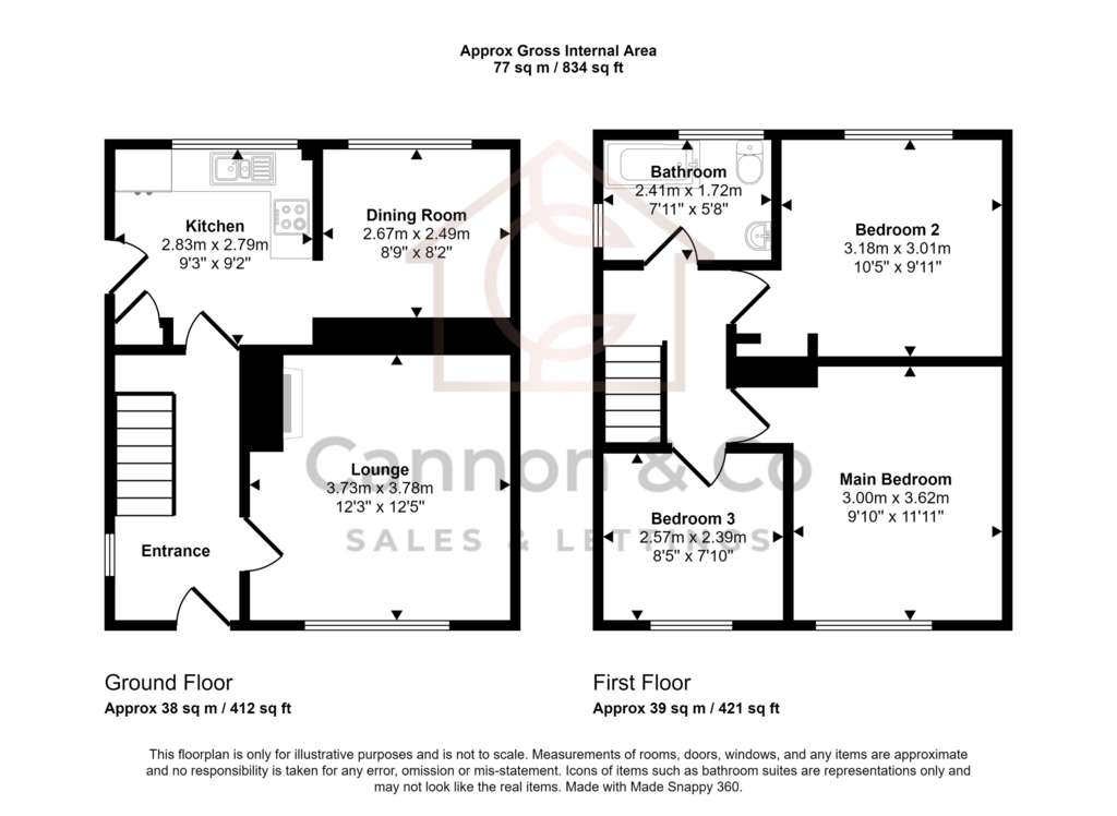 3 bedroom semi-detached house for sale - floorplan