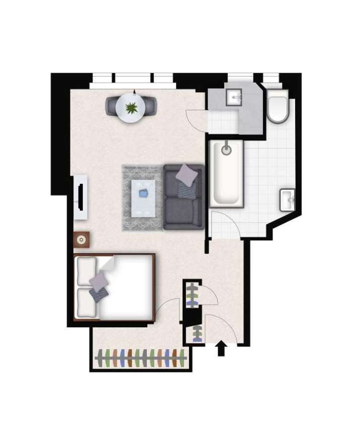 Studio flat to rent - floorplan