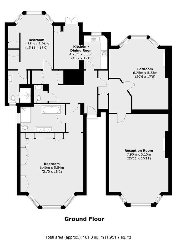 2 bedroom flat to rent - floorplan