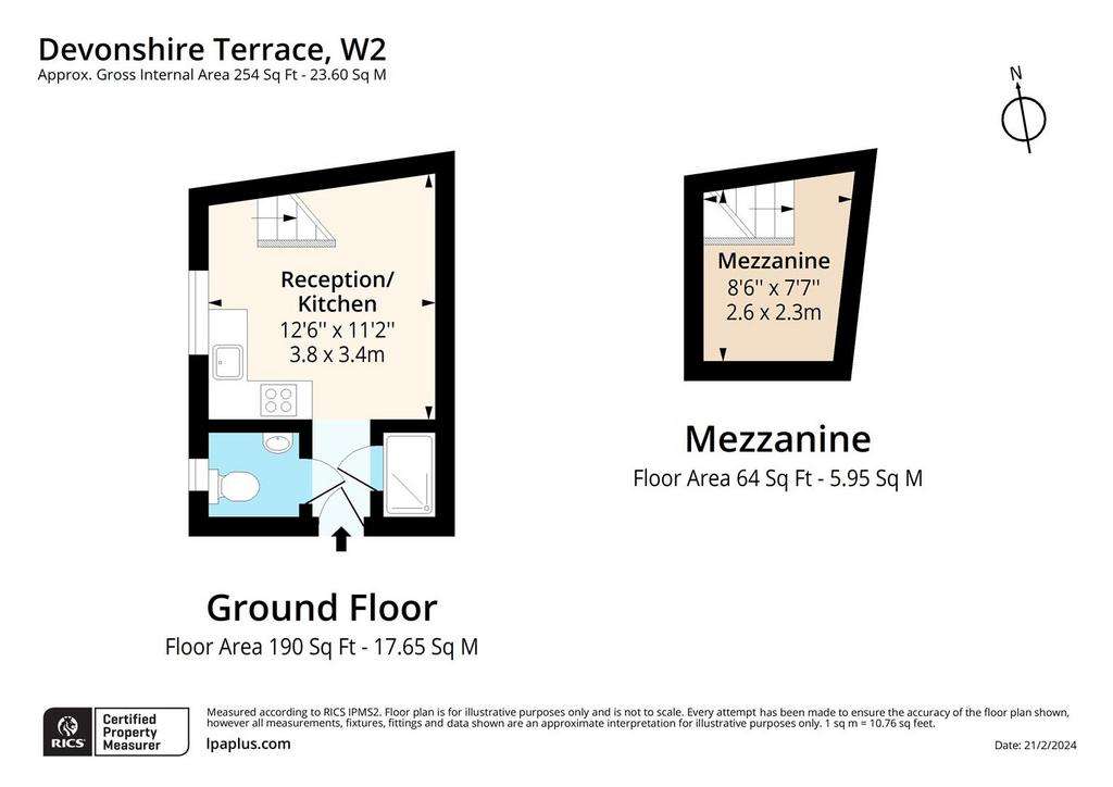 Studio flat to rent - floorplan