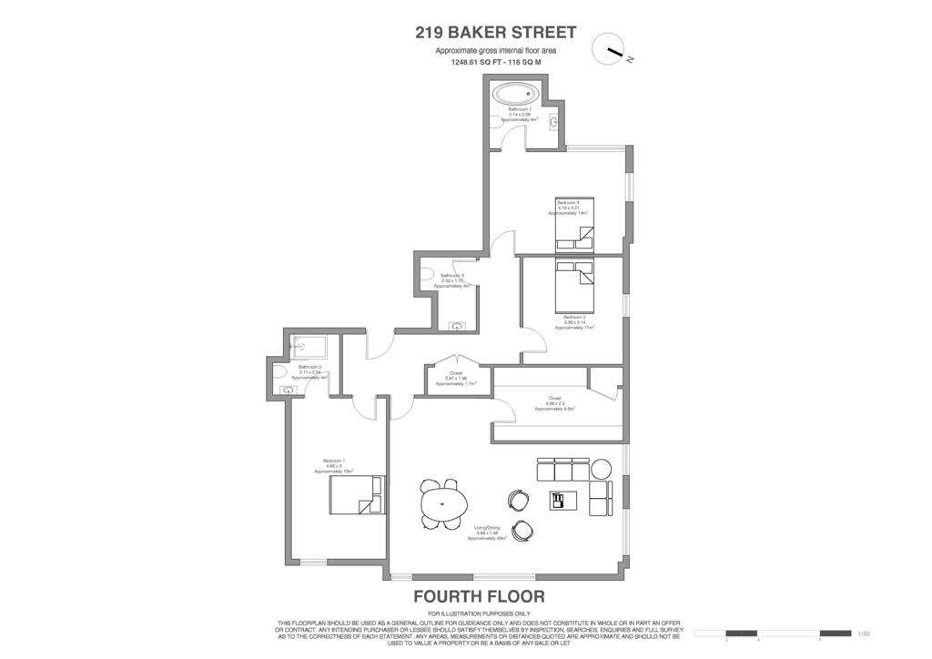 3 bedroom flat to rent - floorplan