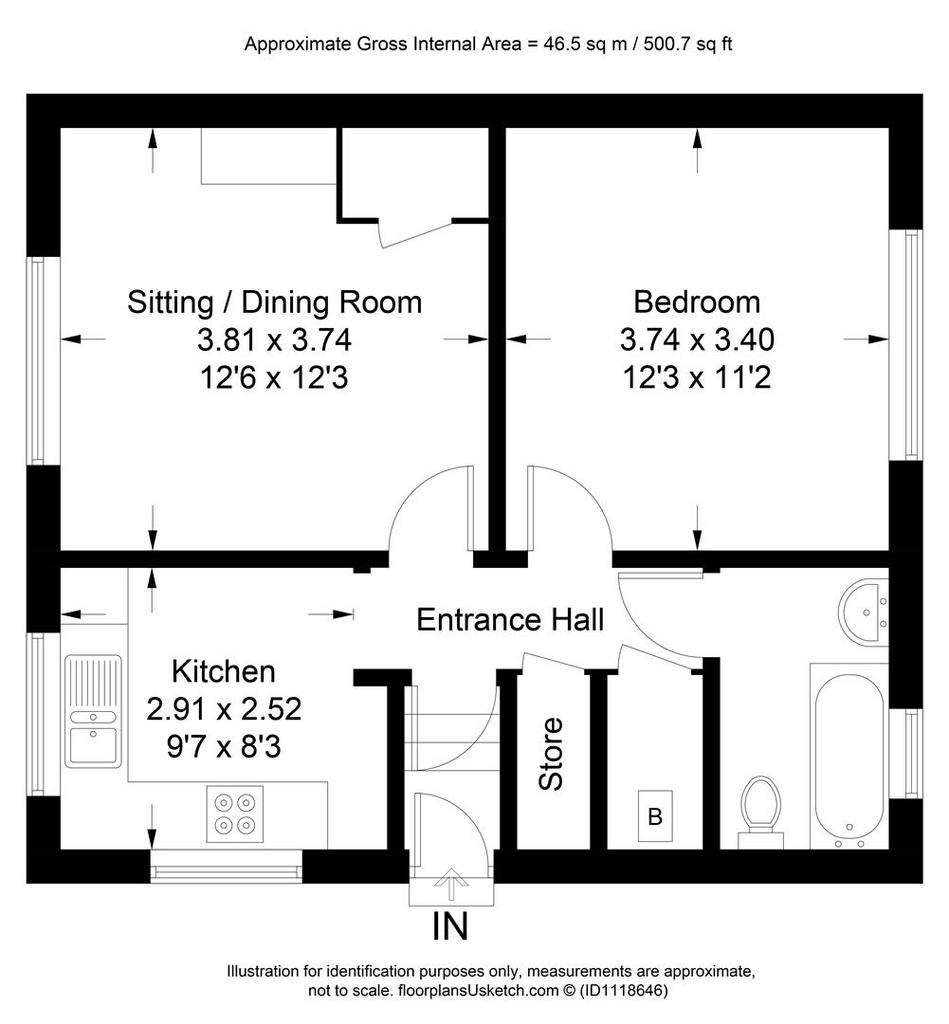 1 bedroom flat for sale - floorplan