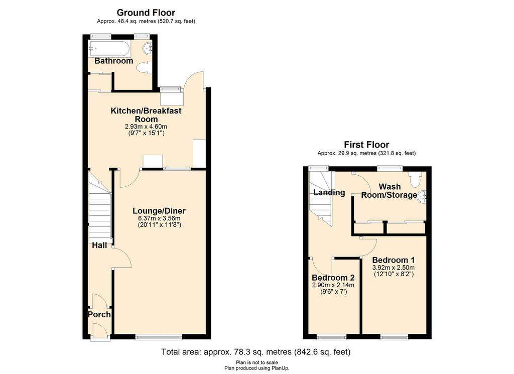 2 bedroom terraced house for sale - floorplan