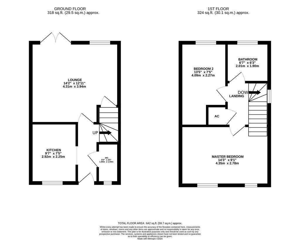 2 bedroom end of terrace house for sale - floorplan