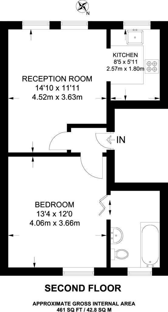 1 bedroom flat to rent - floorplan