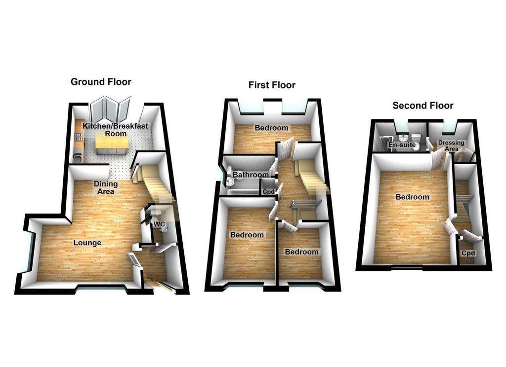 4 bedroom town house for sale - floorplan