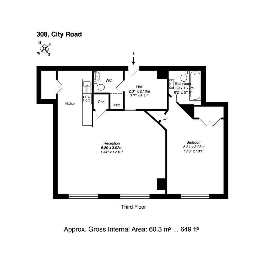 1 bedroom flat to rent - floorplan