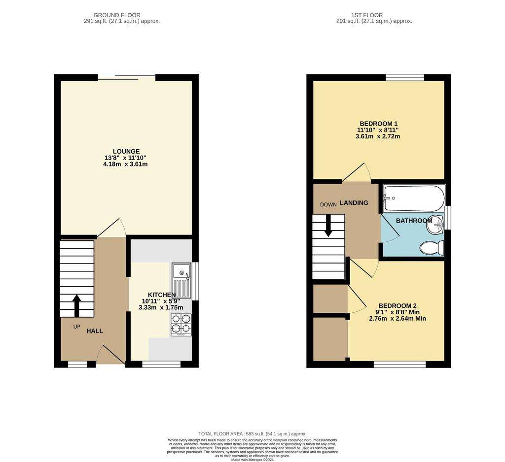 2 bedroom end of terrace house for sale - floorplan