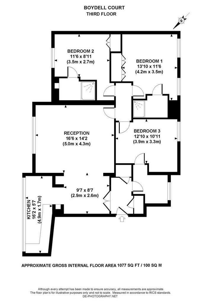 3 bedroom flat to rent - floorplan