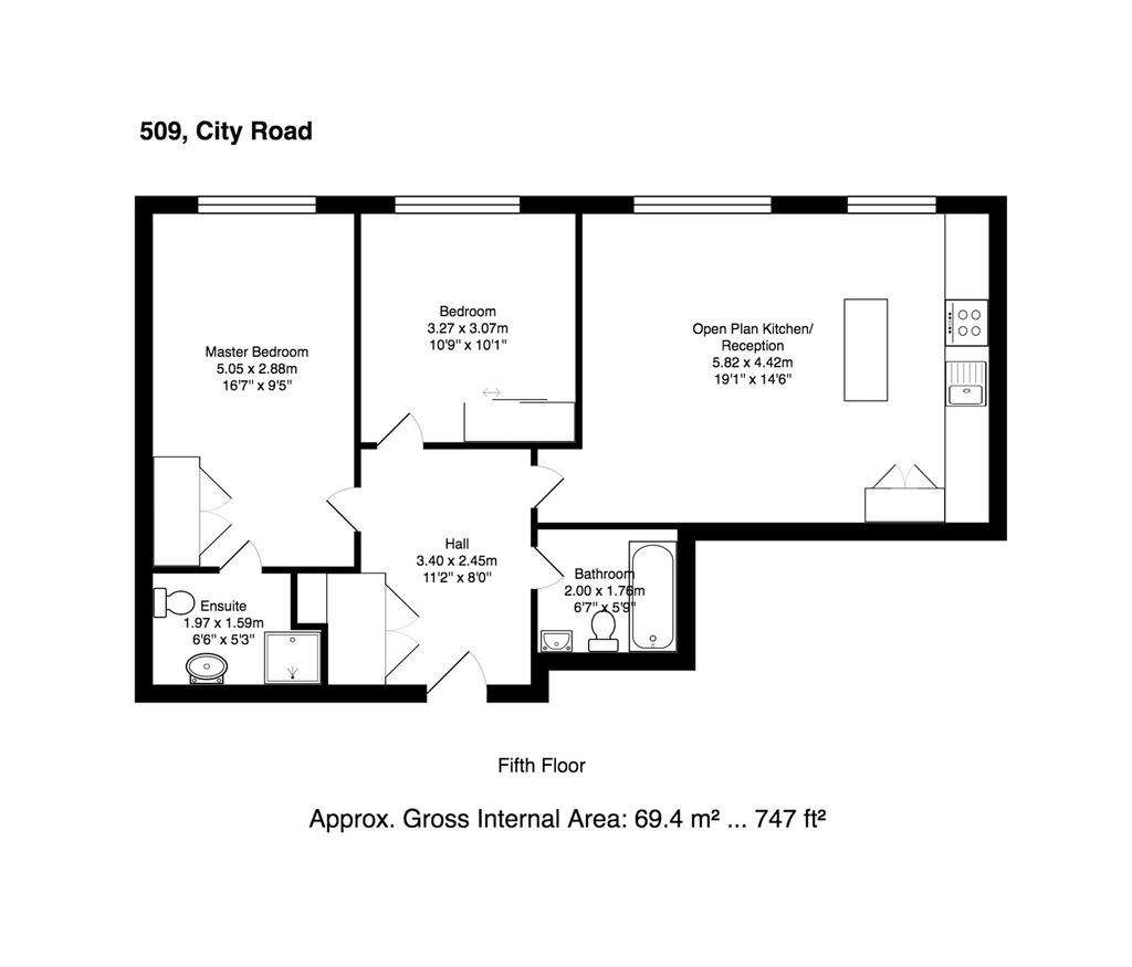 2 bedroom flat to rent - floorplan