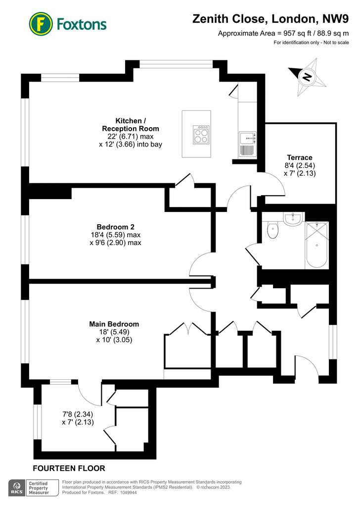 2 bedroom flat to rent - floorplan