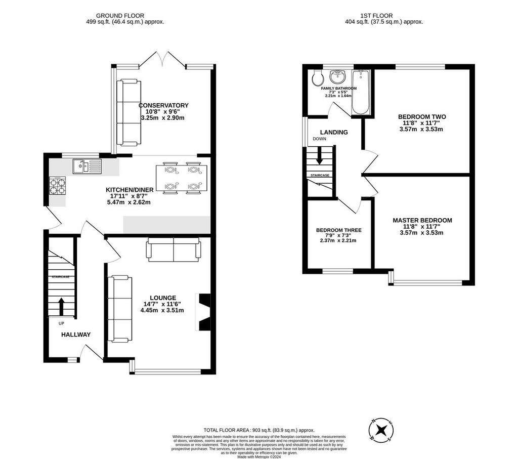 3 bedroom semi-detached house for sale - floorplan