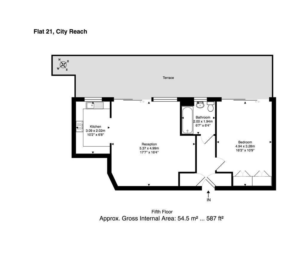 1 bedroom flat to rent - floorplan