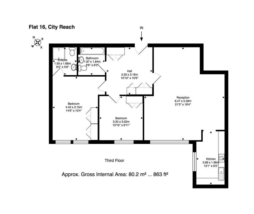 2 bedroom flat to rent - floorplan