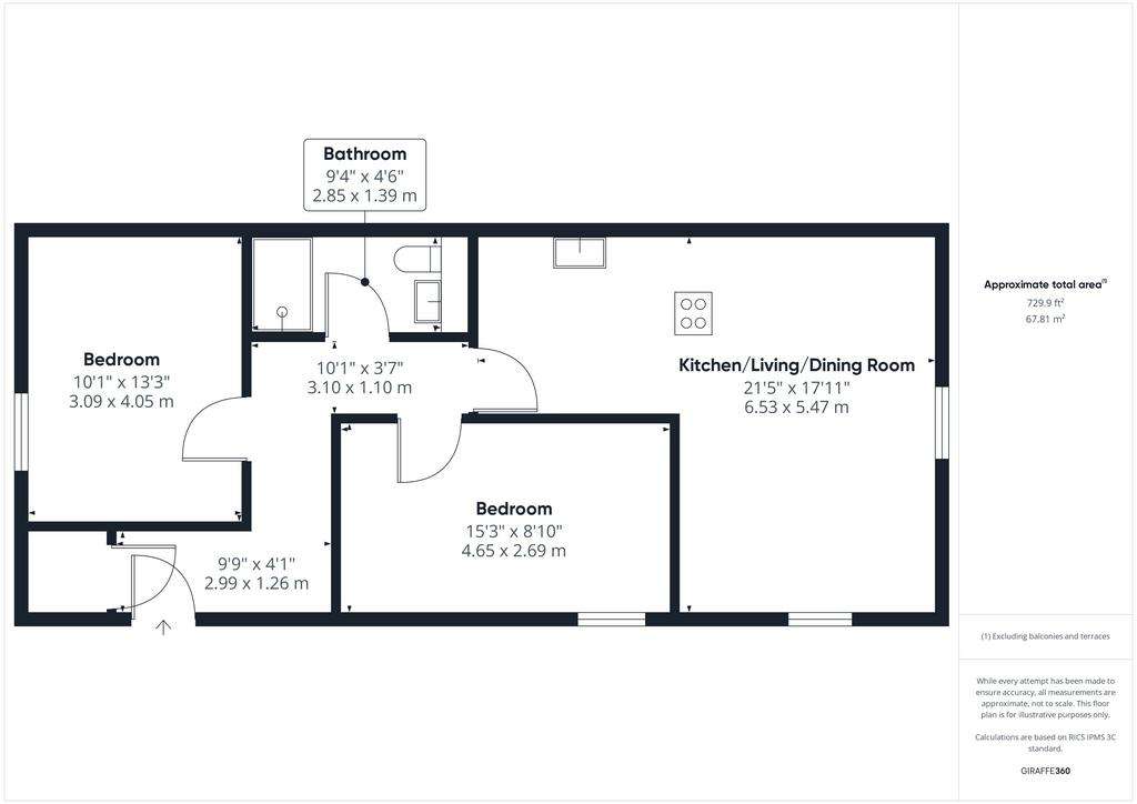 2 bedroom flat to rent - floorplan