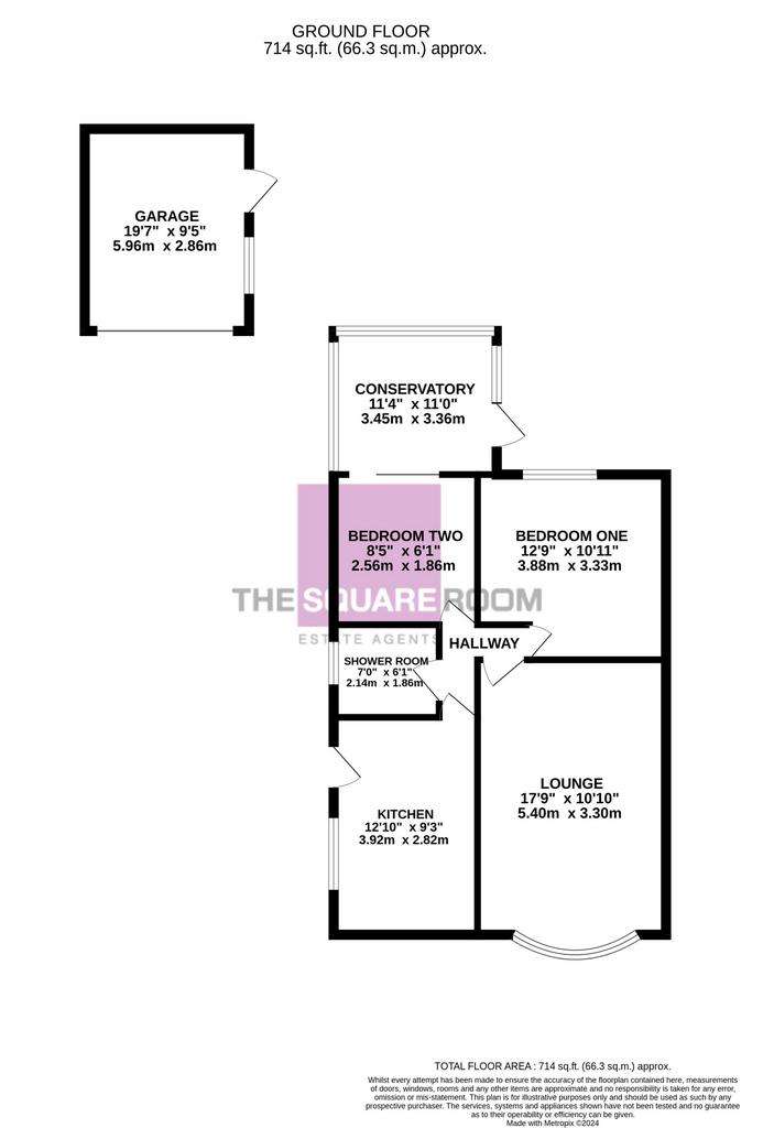 2 bedroom bungalow for sale - floorplan